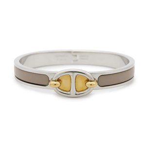 HERMES Silver, Gold and Brown Charm Bracelet